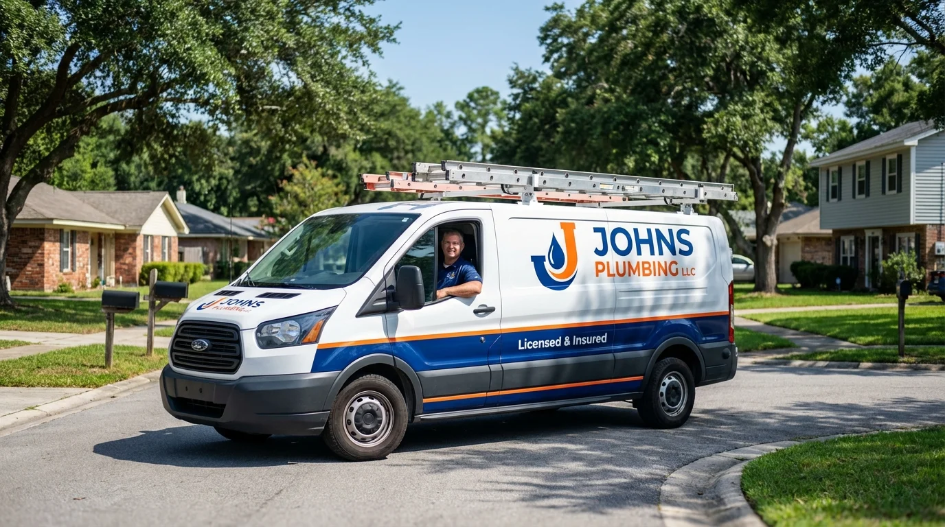 Johns Plumbing LLC service van in Mineville, NY