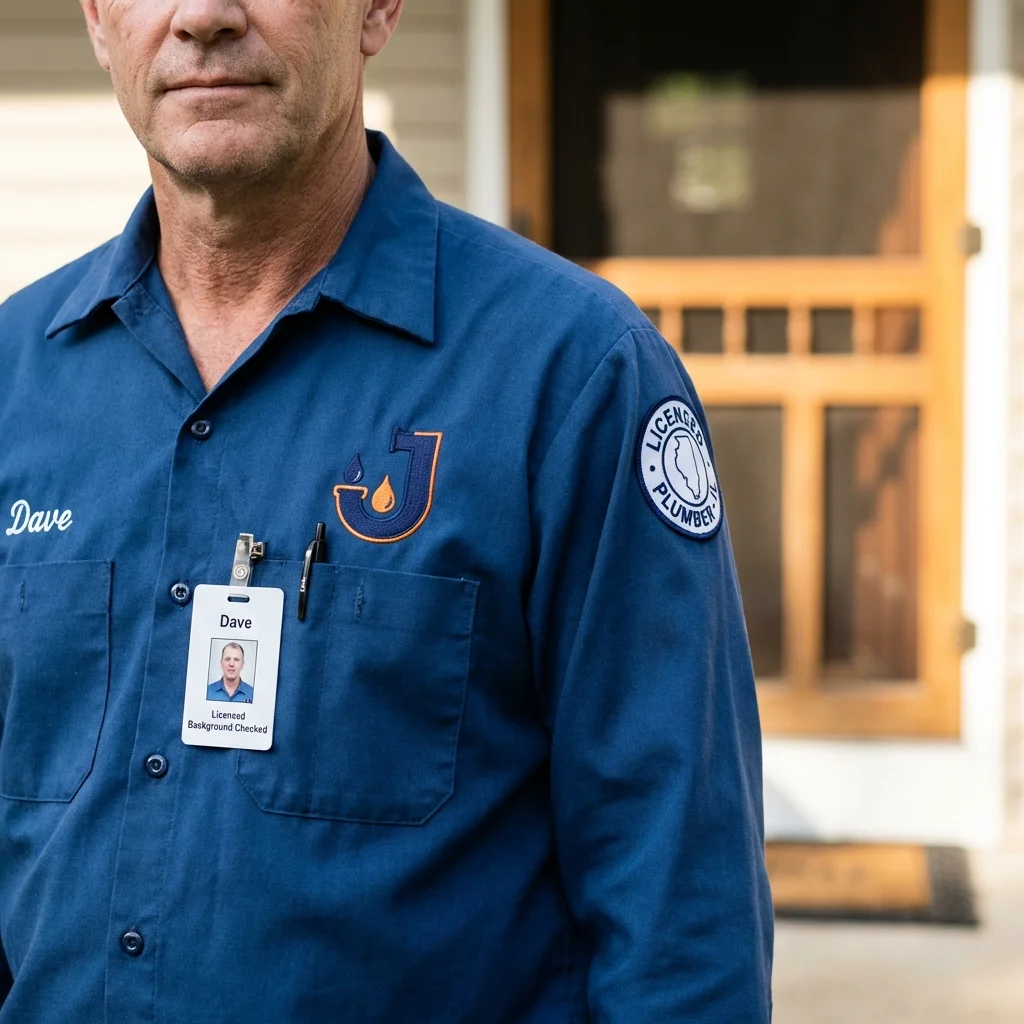 Licensed plumber showing ID badge in Mineville, NY